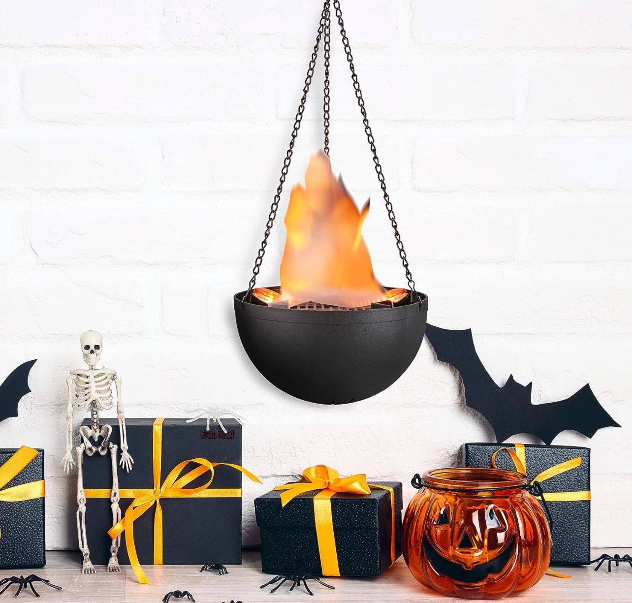 Hanging Fire Flame Light Prop for Halloween, Christmas and Party Decor