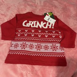 Dr.Seuss The Grinch Toddler Long Sleeve Red Tee Shirt size 18 months