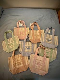 Trader Joe's Striped Mini Canvas Tote Bags – Set of 4