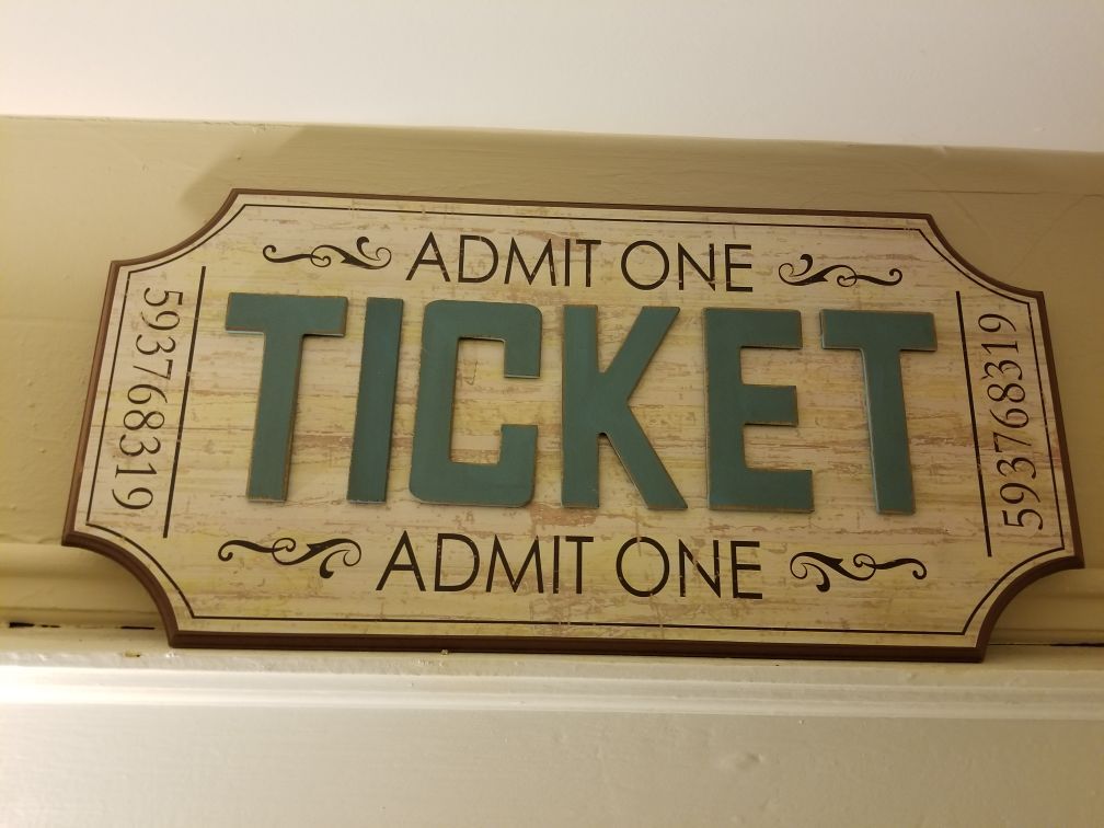 Wooden movie ticket wall art