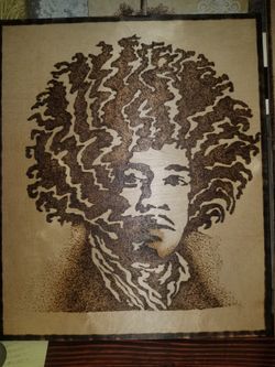 Jimmy Hendrix WOOD BURNED Image 17x20.5x3/8