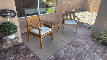 Outdoor Wood Patio Chair Set with Side Table
