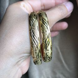 Gold Plated Bangles Set Size 8” Openable 
