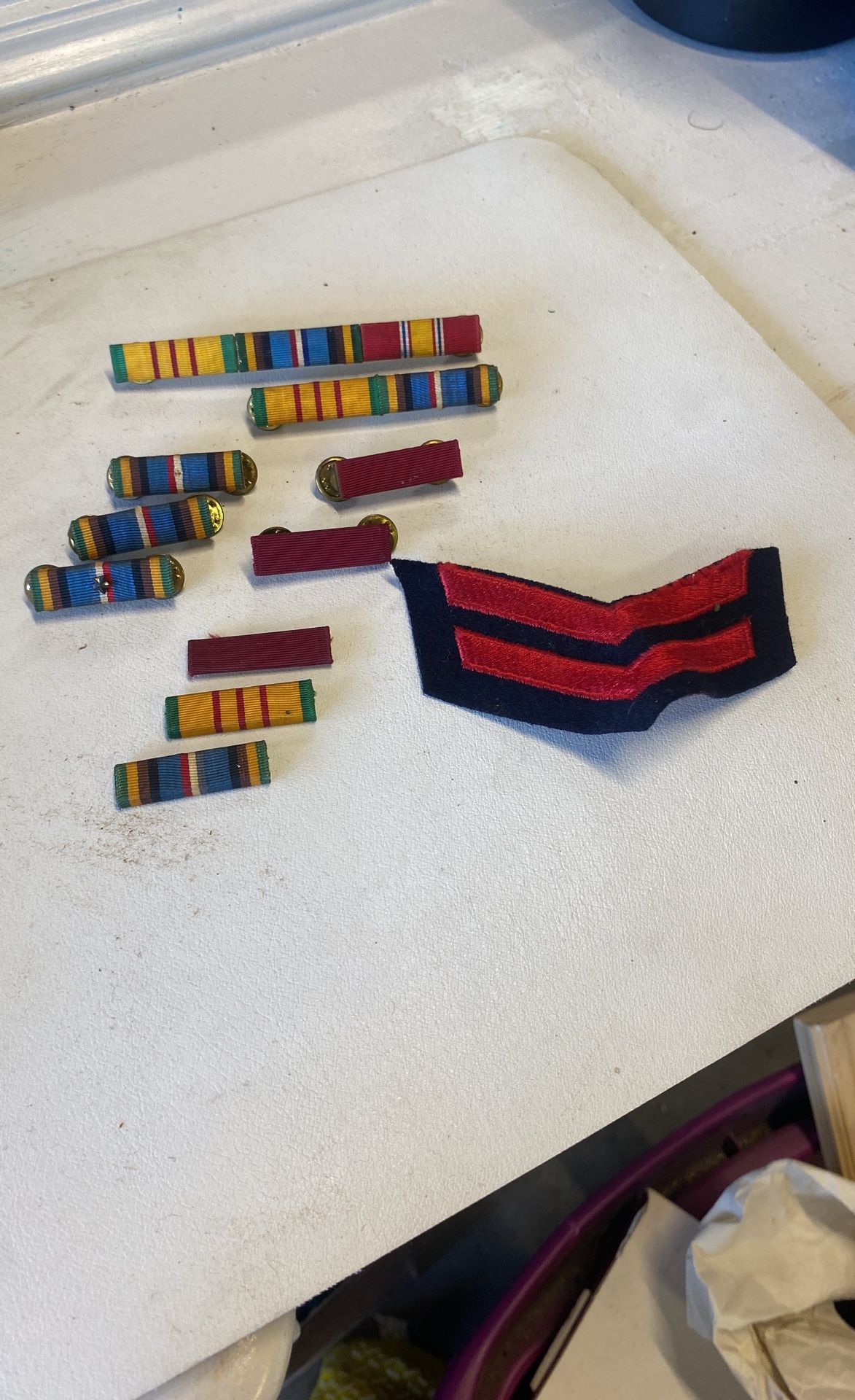 Vintage Military Stripes Rank Bars And Patch