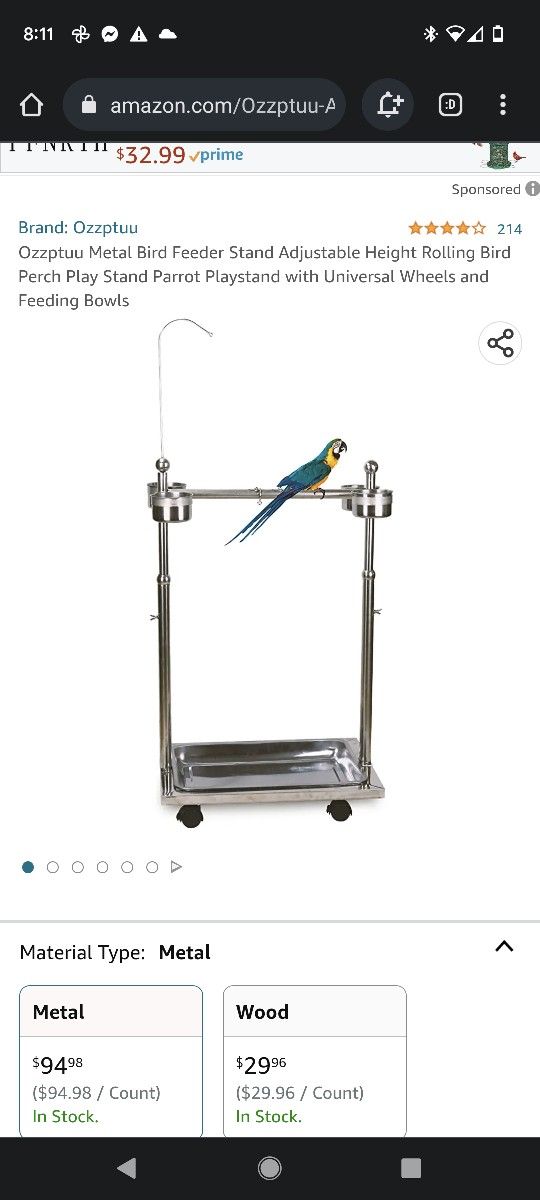 $50 OZZPTUU NEWLY ASSEMBLED METAL BIRD FEEDER STAND