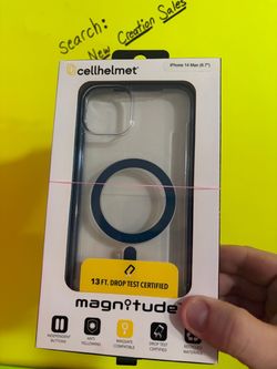 BRAND NEW cellhelmet Magnitude MagSafe Clear Navy Blue Case for Apple iPhone 14 Plus 14 Max 6.7 Inch 2022 13 FT Drop Tested Anti Yellowing Phone Cover