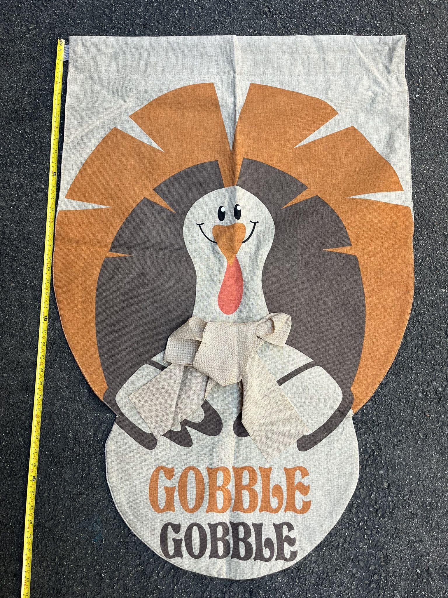 Gobble Thanksgiving 28x40 Double Sided Burlap Flag