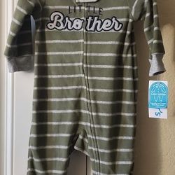 Carter's Baby Boys Little Brother Zip-Up Fleece Sleep & Play Pajamas 6 Months