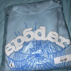 Sp5der Hoodie Light Blue  Large