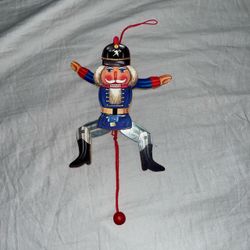 Nutcracker Soldier Pull String Ornament Vintage B005