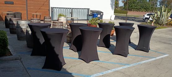 30" Cocktail Tables, Spandex Tablecloths, Bar Stools, Tent  RT Only