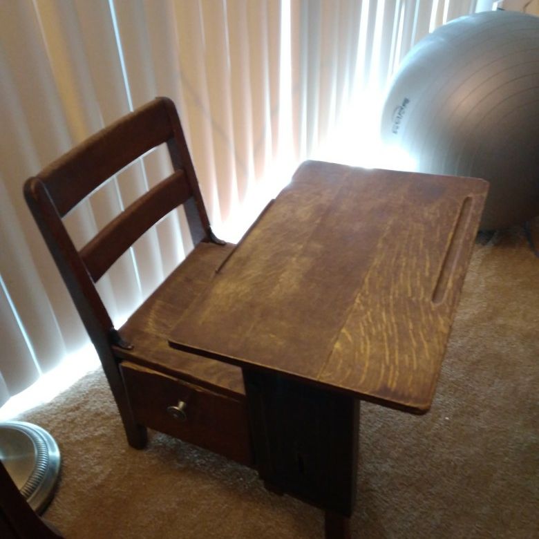 Vintage Antique Children's Oak Desk Early 1900s