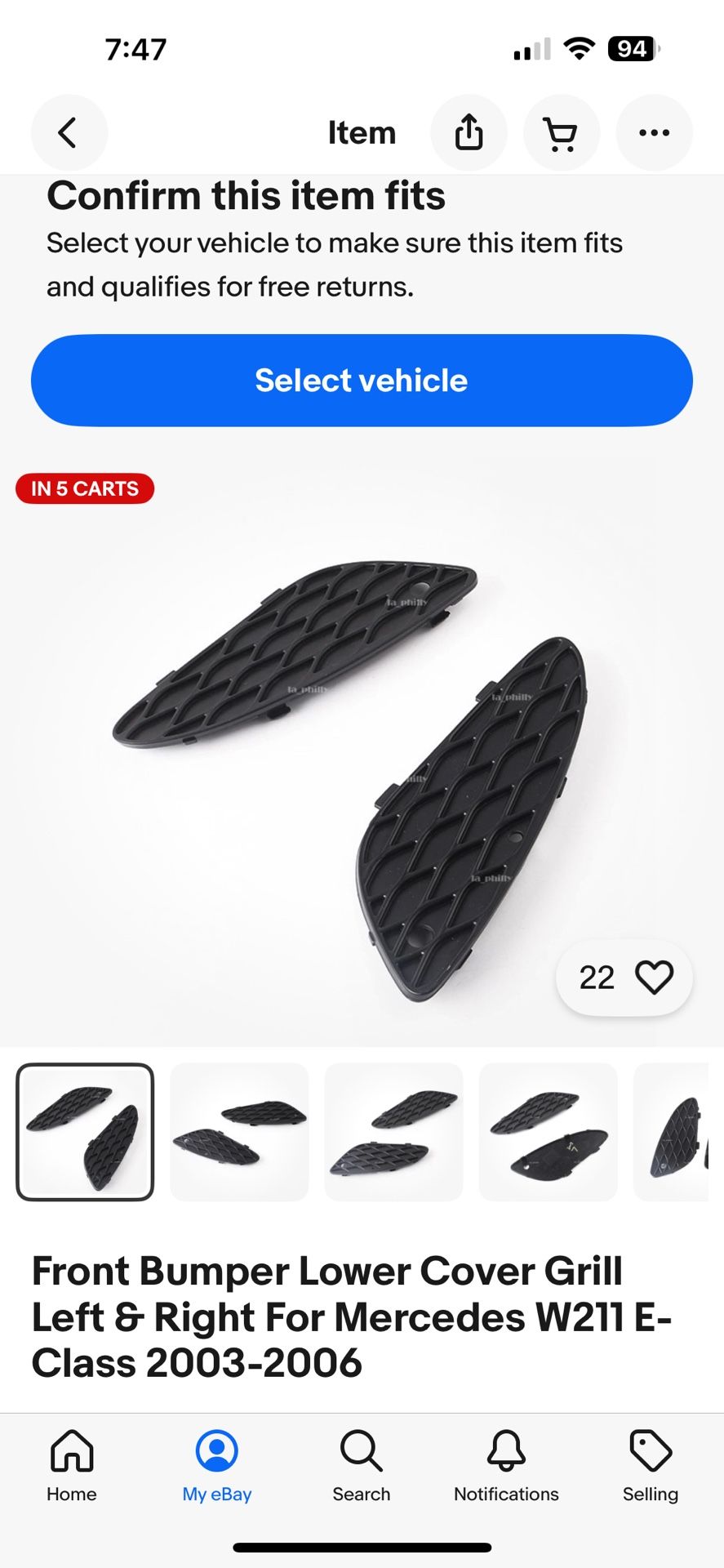 Grill cover for 2003 Mercedes-Benz E 500