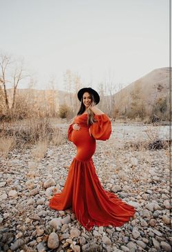  New! Maternity Off Shoulders Half Circle Gown for Baby Shower Photo Dress