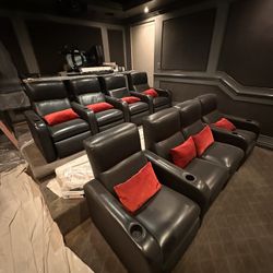 Custom Home Theater Recliners & Matching Barstools - Great Condition