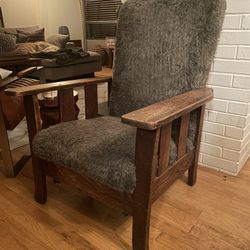 Antique Reclining Oak Mission Chair 