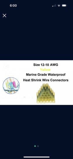 100 Yellow AWG 12-10 Marine Waterproof Heat Shrink Crimp Butt Wire Connectors