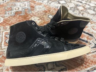 Hermes Black Suede & Leather Quantum High Top Sneakers Size 43.5, US 10.5 *USED
