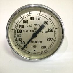 VINTAGE POWER REGULATOR CO. DIAL THERMOMETER INDUSTRIAL GAUGE 80-210 #24094