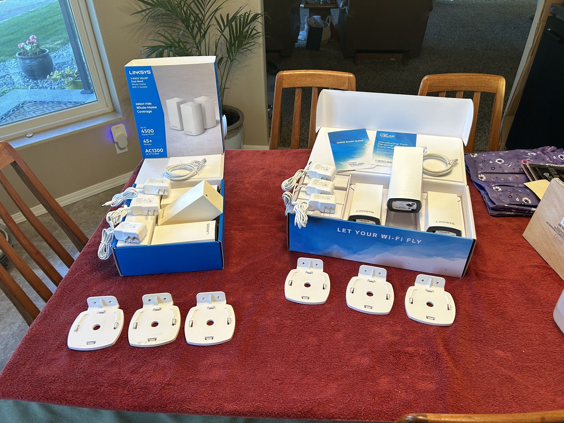 (2) Linksys Velop Mesh Home WiFi Systems, 4,500 Sq. ft Coverage Each, 30+ Devices, Speeds up to (AC1300) 1.3Gbps - WHW0103