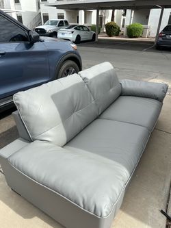 ~79x37x36 LWH Gray “leather” couch