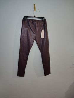 Burgundy Faux Leather Leggings with Tags