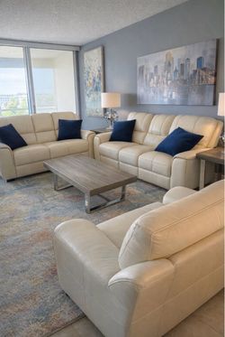 Full Living Room Set - Sofa, Loveseat, Recliner, Tables & Lamps