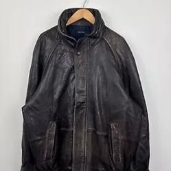 NICE NAUTICA BLACK LEATHER JACKET SIZE LARGE