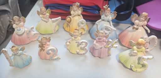 Birthday Angel figurines, numbers 1-10