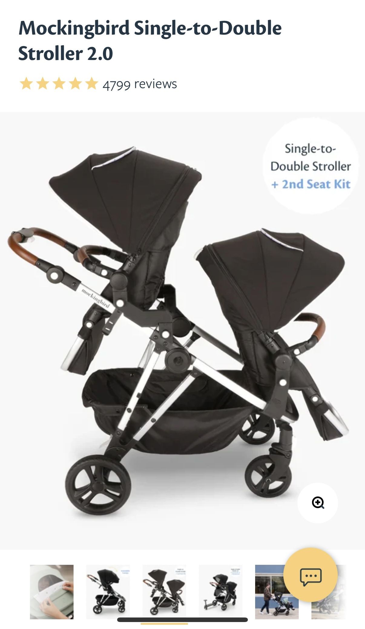 Mocking Bird Double Stroller With Bassinet