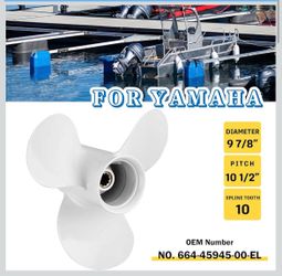 Boat Aluminum Propeller for Yamaha 20-30HP, RH, 10 Spline Tooth, White