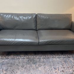 Gray Faux Leather Sofa