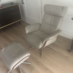 Mid Century Modern Recliner And Ottoman Leather 