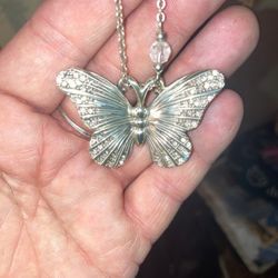 925/18’ Butterfly Necklace/Swavorski crystals