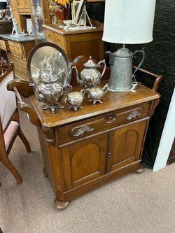 Antique Walnut Commode Washstand