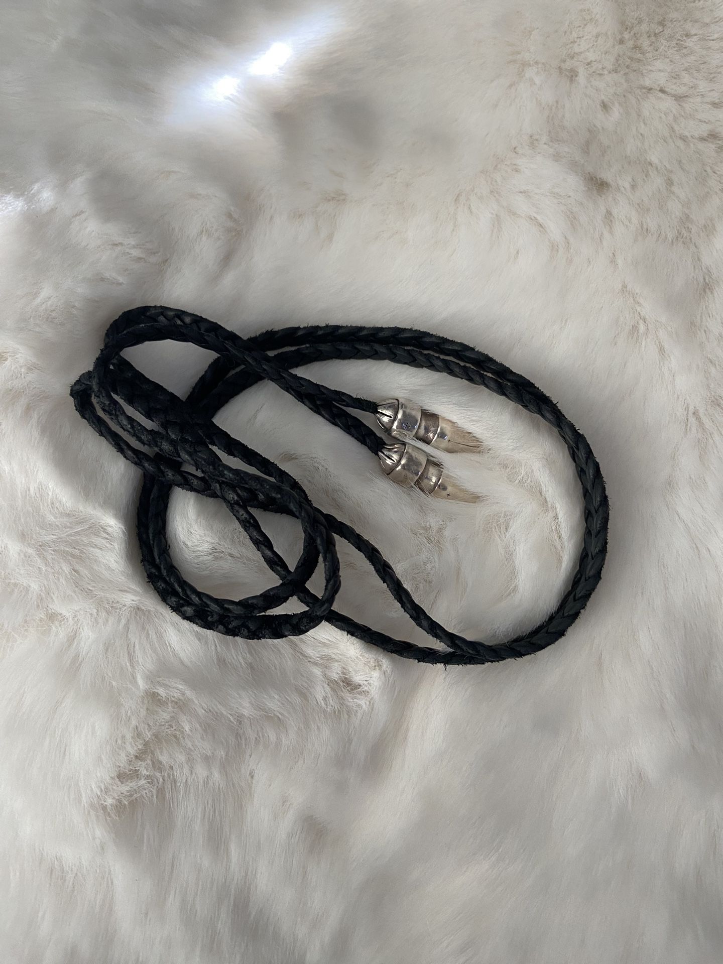 Chrome Hearts Leather Braid w/Spike Bolo Tips