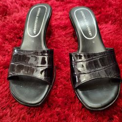 Womens Heels, Size 4/5, Patent Black Leather, Athena Alexander, Slide On, Great Condition