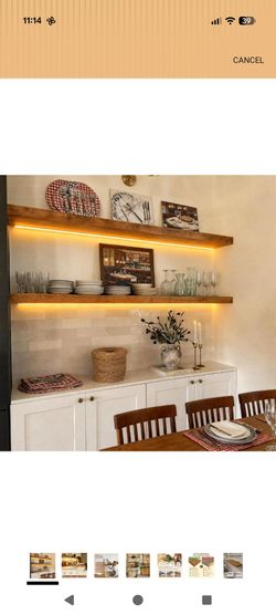 72 Inches Long Walnut Floating Shelves with Led Light