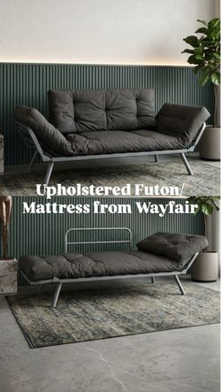 Ash Grey Cushion Futon Chair / Mattress Bed Sleeper! 🛻🍂 Delivery Available 59-79Wx32D inches