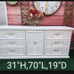 White Burlington 9/Drawer Wood Dresser 