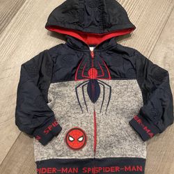 Spider-Man Marvel Hoodie Zip Up Sweatshirt 3t