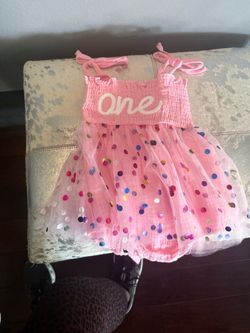 Baby girl items walker chair tutu dress one