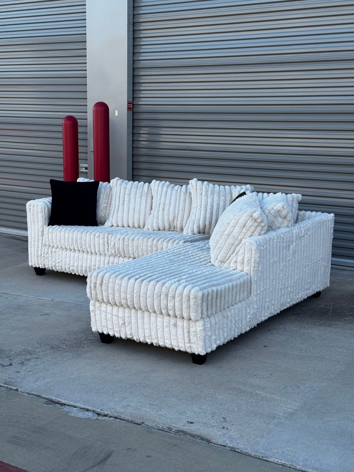 FREE DELIVERY Fluffy Corduroy L-Sectional Sofa Couch (NEW)