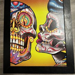 Sugar Skulls Kiss Print By James Danger Harvey