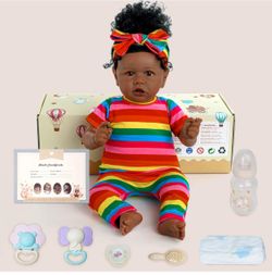 Reborn Baby Dolls Black - Lifelike Soft Body African American Realistic-Newborn Girl Doll 20 Inch Best Birthday Gift Set and Toy Accessories Gift for 