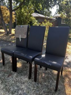 FREE- 3 Brown Faux Leather Dining Chairs (Kasala)