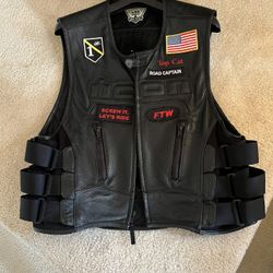 Black Leather Motorcycle Vest Icon