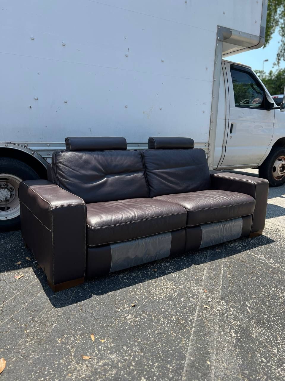 NATUZZI 2 SEATS RECLINER BROWN LEATHER SOFA