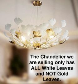 NEW IN BOX 30” Gingko Leaf Chandelier - Brass Branches & Thick Acrylic Leaves $300 Price is Firm