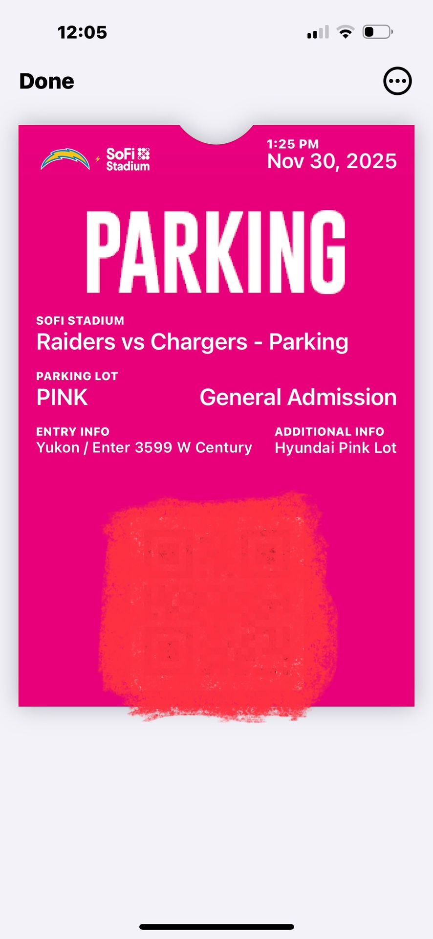 Raiders Vs Chargers Tailgate Pass Pink Lot